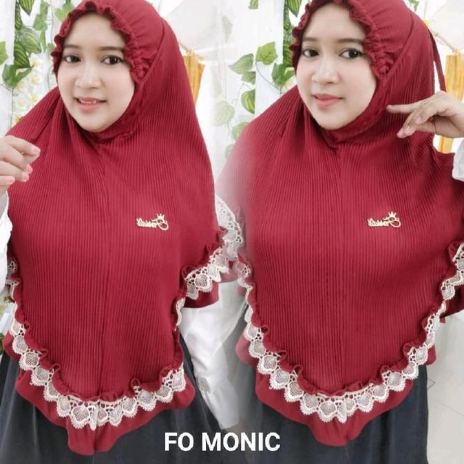 DEWISA SHOP- Hijab Monic Kerut Mukena Jersey Barbara Original Fo Hijab Dewasa Kerudung Muslim