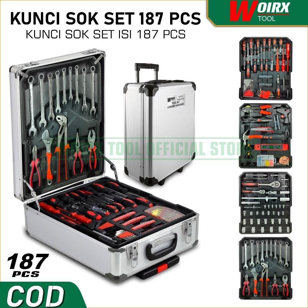 WORK TOOLS Kunci Sok 187 Pcs Sock Sok Set Perkakas Pertukangan 187 Pcs Socket Tool Kit