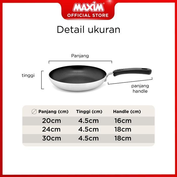 Maxim New Commercial Wajan Teflon Anti Lengket 20Cm 24Cm 30Cm Frypan Original Dan Terpercaya