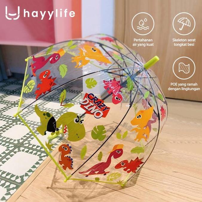 HAYYLIFE Payung Transparan Anak-Anak Payung Transparan Anak Laki-laki dan Perempuan ,motif Singa Din