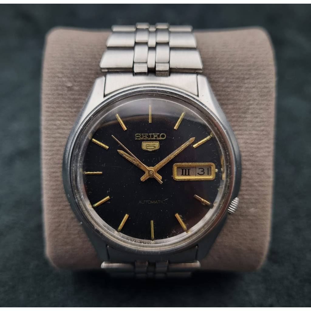 Seiko 5 Automatic 7009-4041 Black Dial Gold Index Jam Tangan Pria Original Bekas