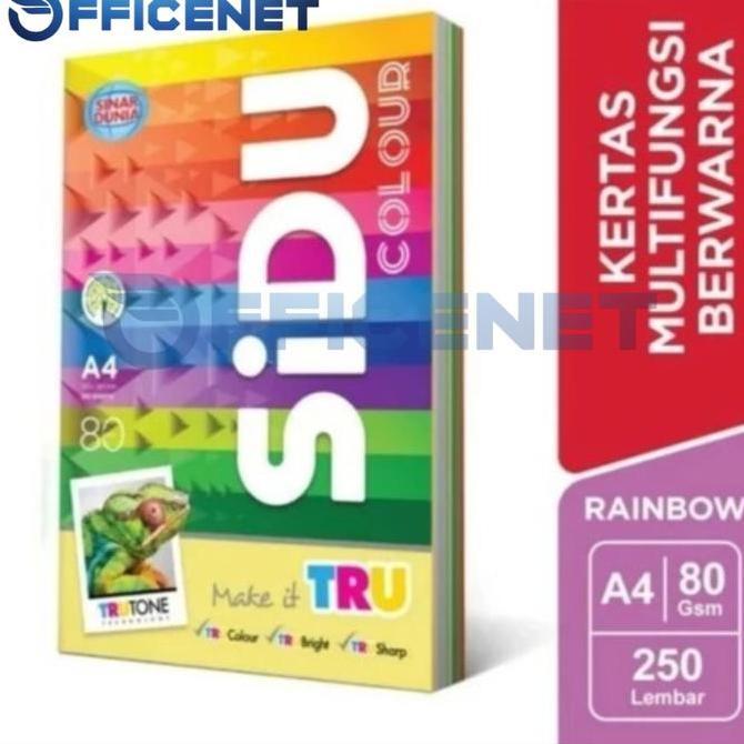 SIDU KERTAS HVS WARNA RAINBOW A4 80 GR 250 LEMBAR 10 WARNA