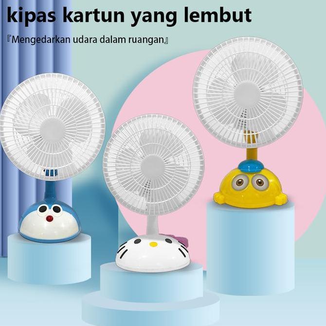 gowilman91 - tongis kipas angin meja karakter 8inci portable desk fan dengan fitur swing dan thermos
