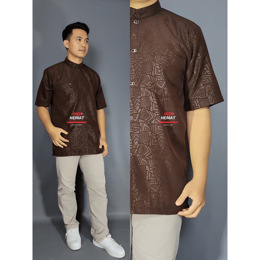 Baju Kurta Embos Koko Premium Motif Sultan Tangan Pendek, Koko Pria Berkelas Kasual