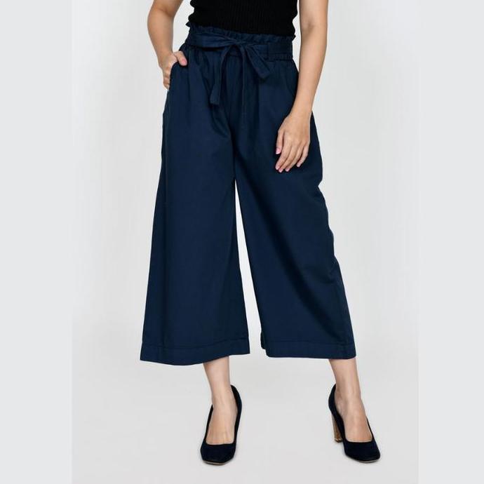 Lezahrasnature Celana Kulot Mona - Bawahan Kulot Katun Wanita 7per9 Katun Lembut dengan Tali Pinggan