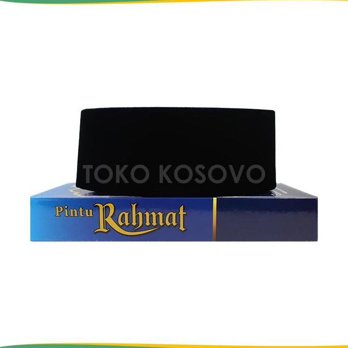 GROSIR (10 Pcs) Peci Songkok Kopiah Hitam Polos PINTU RAHMAT AC Tinggi 8,9,10