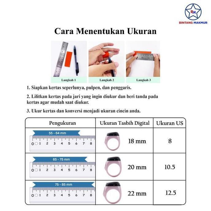 Laristerbaik- Tasbih Digital Zikir Iqibla Lite Smart Cincin Tasbih Oled Display Original