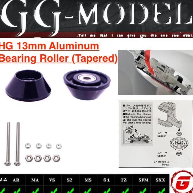 Toyx- Rep Tamiya 95497 Hg 13Mm Tapered Aluminum Rollers Ringless Black