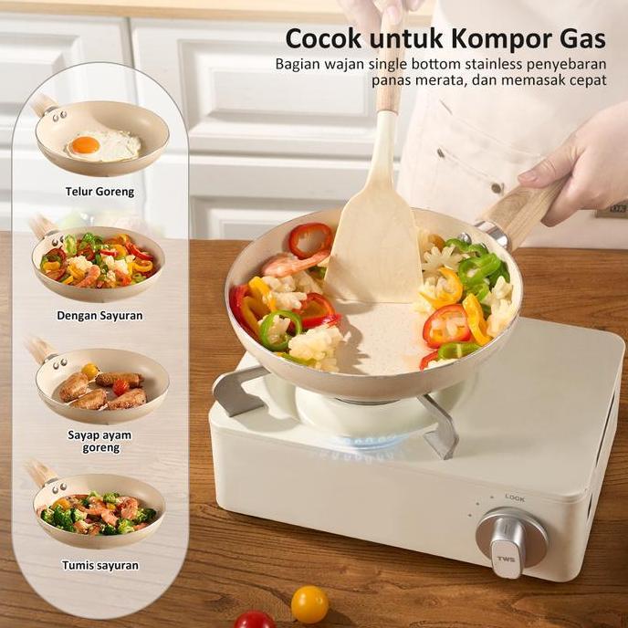 Coox- [Mega Sale] Freemir Teflon Anti Lengket 20Cm Single Bottom Teflon Bonus Set Piring Granit Tefl