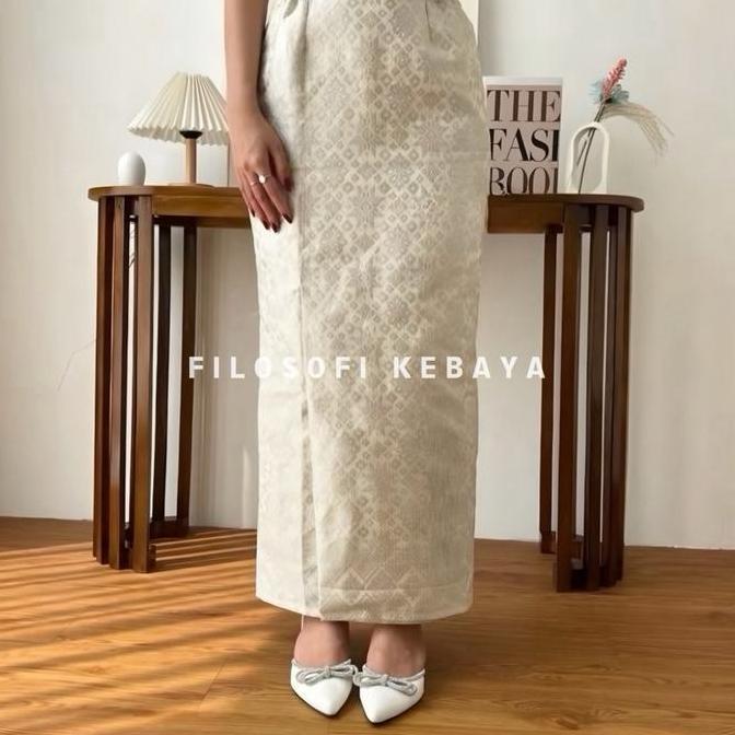 Newgir- Rok Songket Span Jadi Pinggang Karet Rok Songket Wisuda Rok Kebaya Belah Rok Songket Silver 