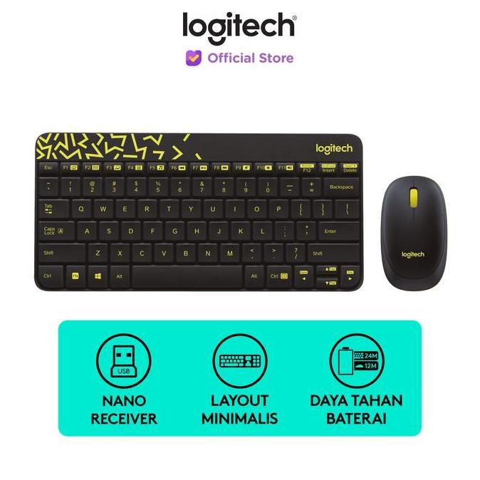 Logitech MK240 Wireless Keyboard dan Mouse - Black