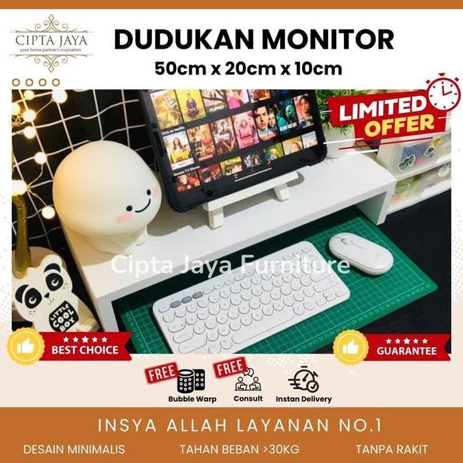 Meja Monitor Komputer Stand Tatakan Dudukan Standing Rak Laptop Pc 19 inc Minimalis Kayu Aesthetic K