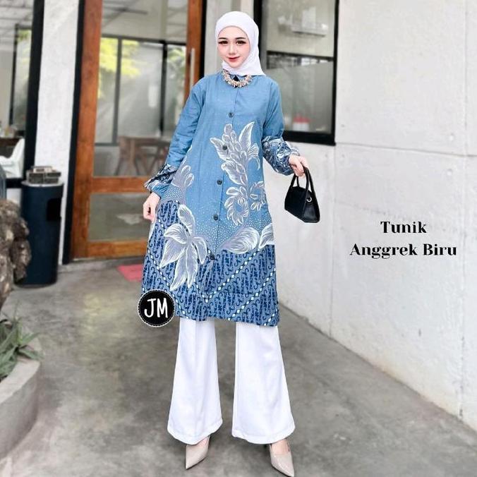 Newrelig- Tunik Batik Wanita Modern | Atasan Fashion Muslim Wanita Tunik Batik | Baju Batik Wanita P