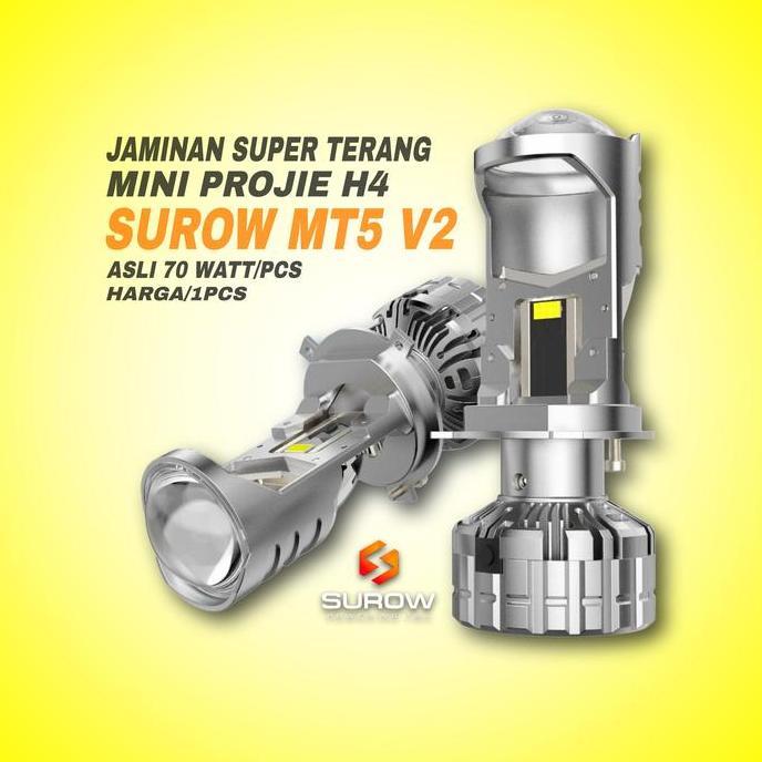 BASKRA_SHOP37 - LAMPU LED MOBIL MOTOR H4 MINI PROJECTOR PROJIE SUROW MT5 V2 SUPER TERANG 7 WATT CAR