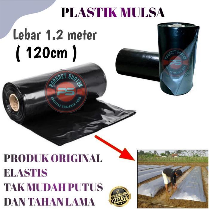 TERLARIS Plastik Mulsa Hitam perak lebar 1.2M panjang 250 meter