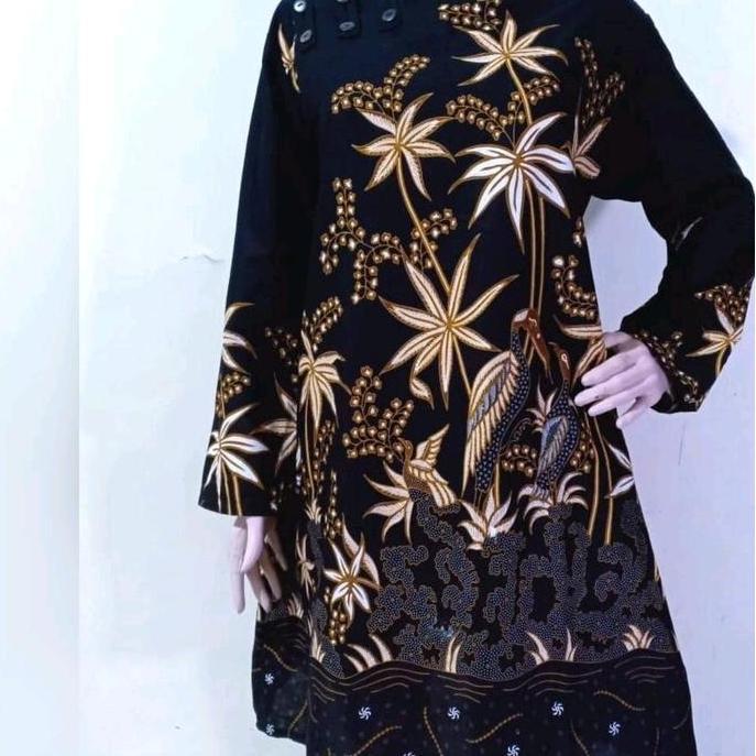 Newrelig- Tunik Batik Wanita Kekinian Warna Hitam Unggul Jaya
