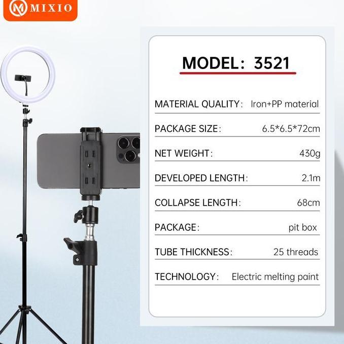 Ewimshonshop - Mixio 3521 Paket Komplit Tripod 2M +Remot Bluetooth +Ball Headbag