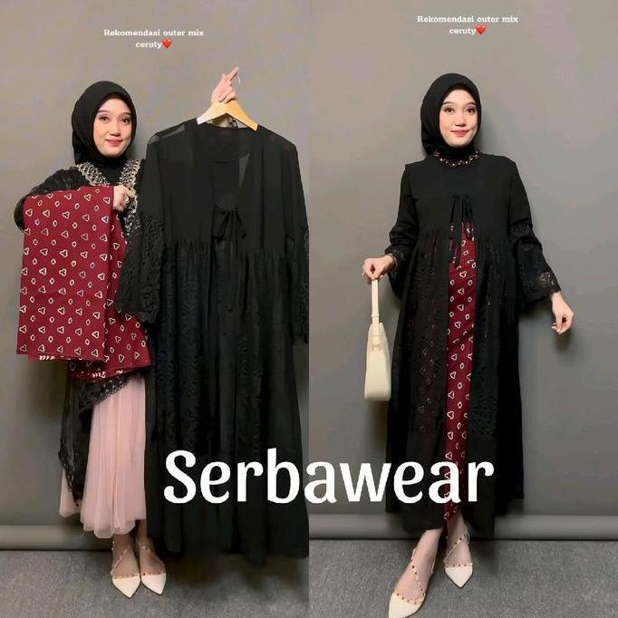 Newrelig- Ajila  Outer Tunik Mix Ceruty Brocade Lace Outer  Ada Jumbo Ld 120 Xxl Atasan Wanita | Out