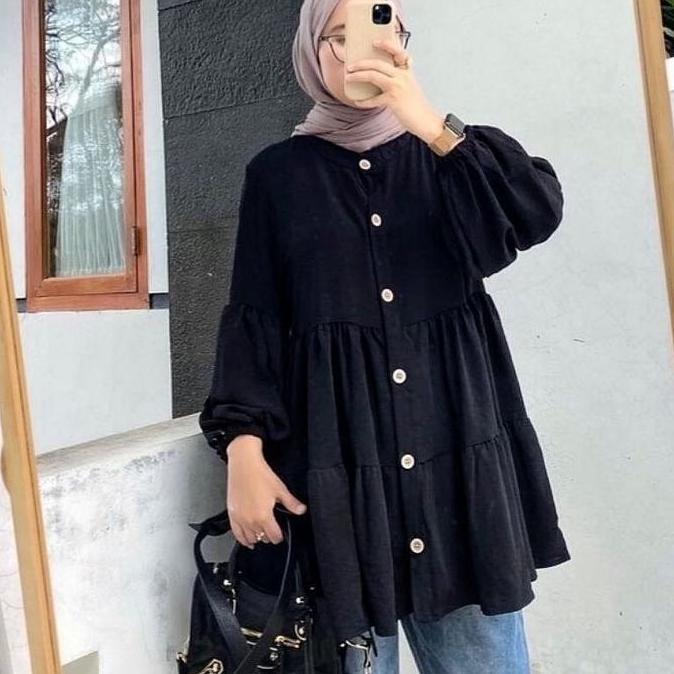 Newrelig- Maudy Tunik Crinkle Airflow / Tunik Wanita Full Kancing