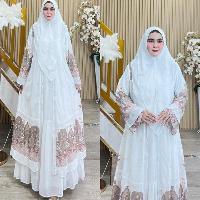 Grosir Humaira Syari Khazanah Black Whiteseries Gamis Dress Abaya Ceruty Printing Premium Setelan Wa