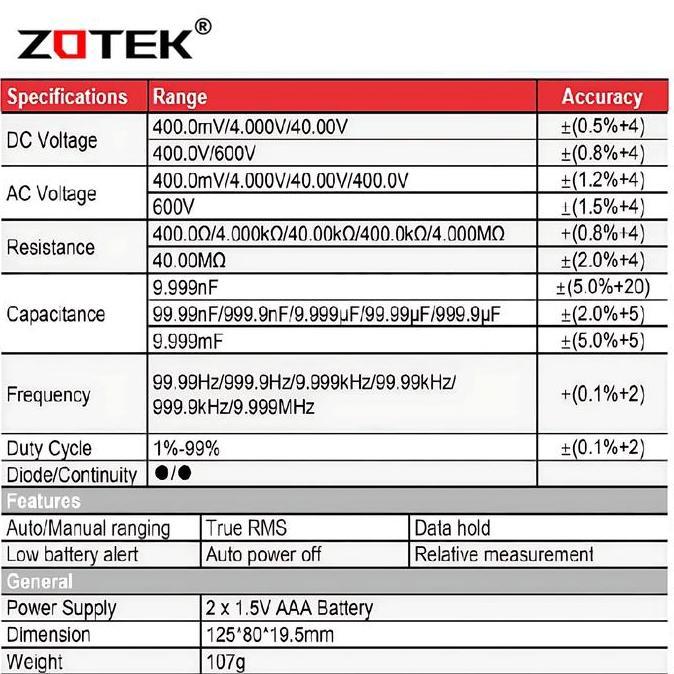 AVOMETER DIGITAL ZOTEK VC921 / MULTITESTER DIGITAL VC921 ORIGINAL