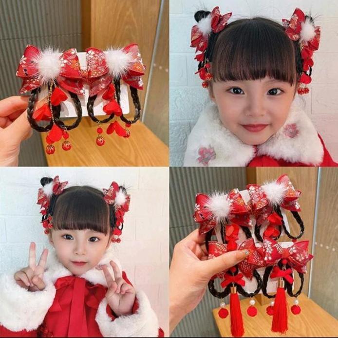 Pita Imlek pita merah jepit rambut anak imlek