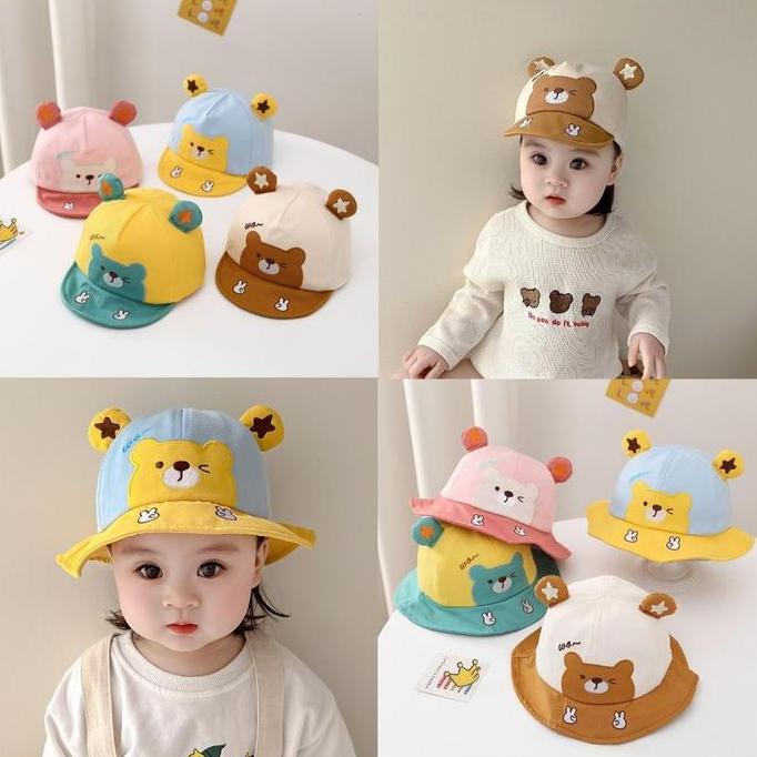 5-18 bulan Topi Baseball Bucket Anak Unisex Model Wo Wink Peace