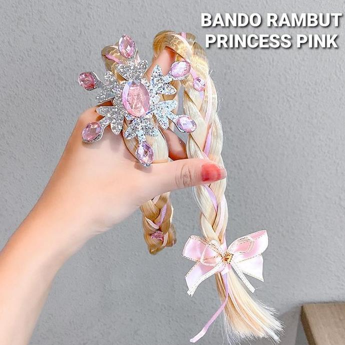 BANDO RAMBUT PRINCESS PINK / WIG KEPANG RAMBUT FROZEN ELSA AKSESORIS