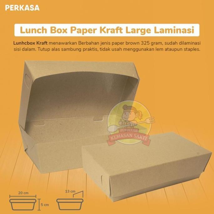 Baru- Paper Lunch Box Kraft M L Window Mika / Lunchbox Coklat Tutup Mika