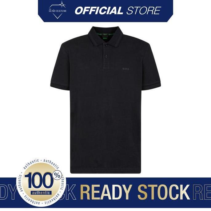 HUBOSS Paddy Contrast Double Black Polo / Kaos Polo Branded Orinal