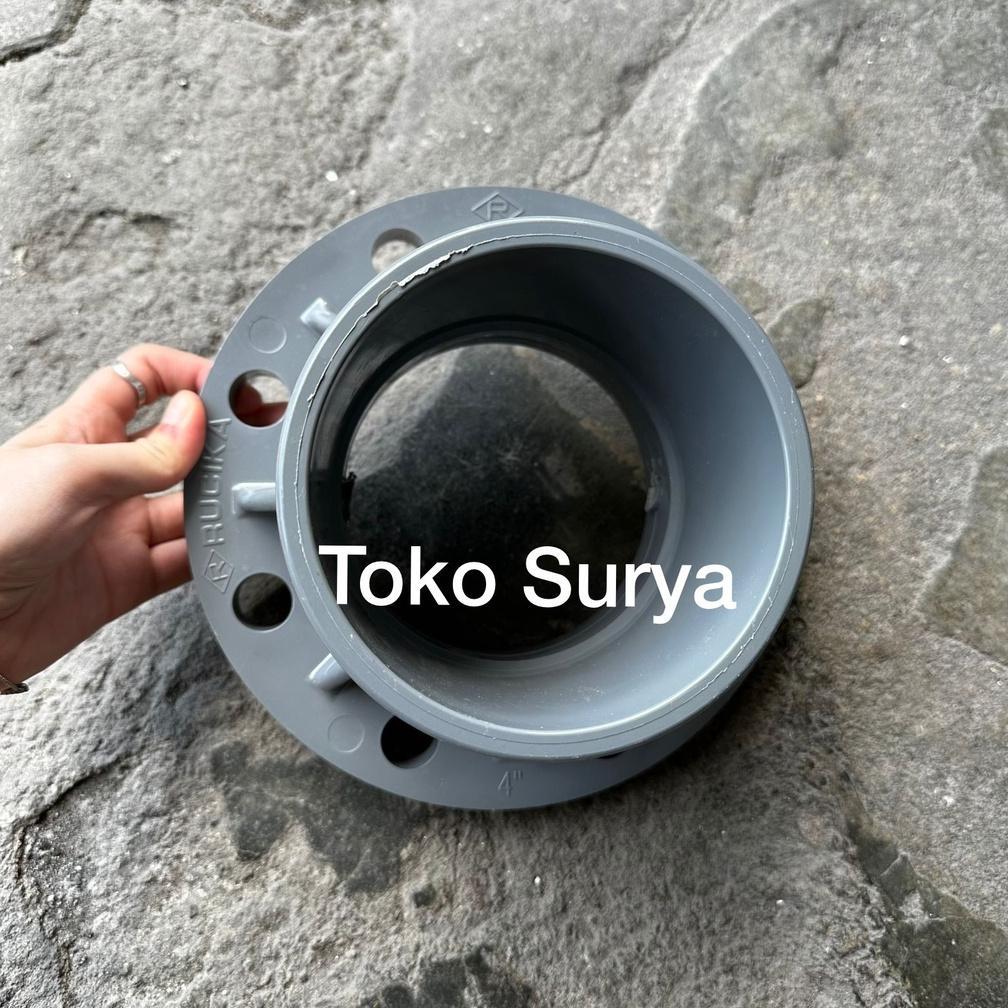 RCKflange4 - flange 4" Rucika Fitting PVC Rucika flen AW 4 inch in dim flange sock 4" flendes pipa 4