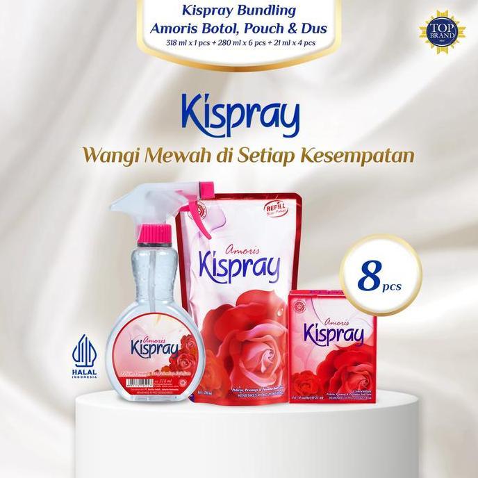 Promo KISPRAY AMORIS  BOTOL 318 ML + KISPRAY AMORIS POUCH 280 ML (PAKET ISI 6) + KISPRAY AMORIS DUS 