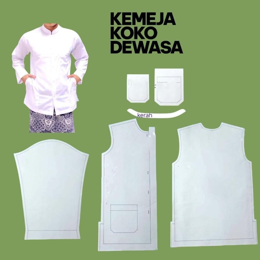 Pola Instan Kemeja Koko Pria Dewasa S-4XL