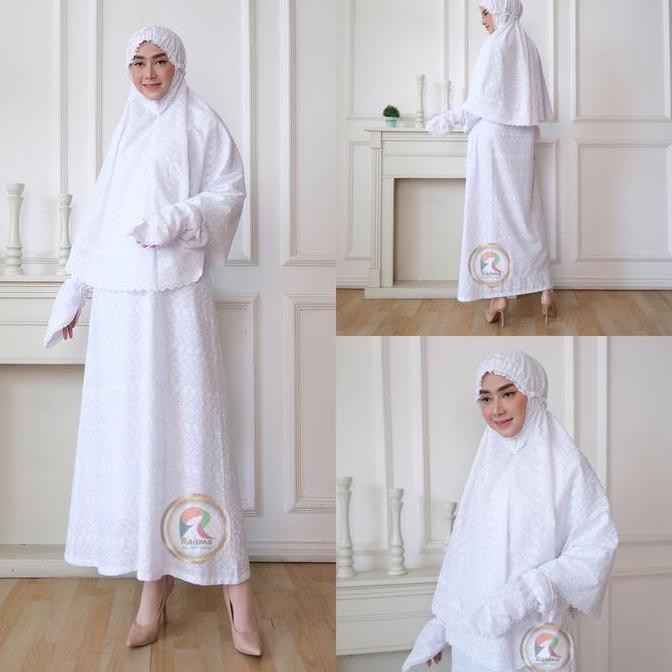 Gamis Umroh Putih Katun Jepang Perlengkapan Umroh Wanita Terbaru Raisma