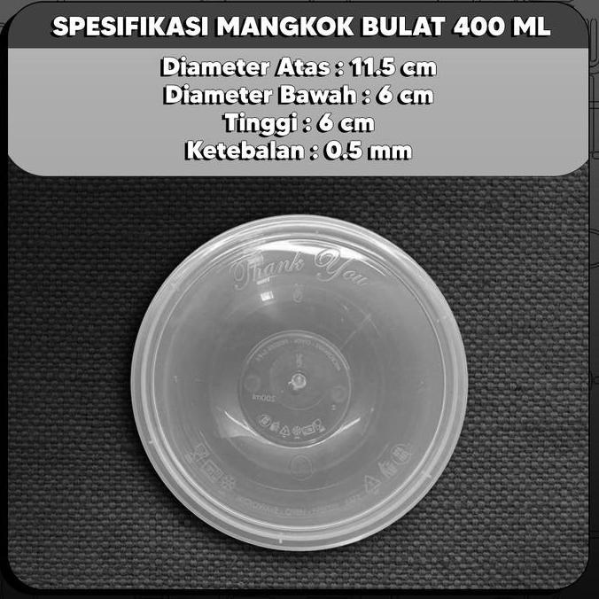 Thebest- Cup Mangkok Plastik 400ml - Mangkok Nasi - Cup Puding Thinwall GROSIR