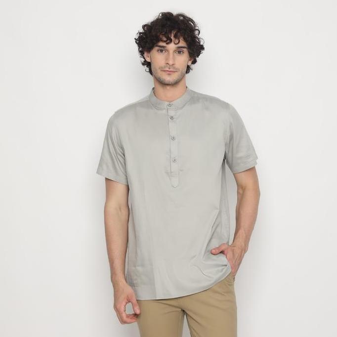 Fichino Kemeja Koko Kurta Pria Lengan Pendek Donte Hijau Sage 02