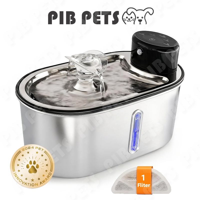 3.2L Stainless Water Fountain Kucing Wireless Stainless Tempat Minum Kucing Otomatis Water Fountain 