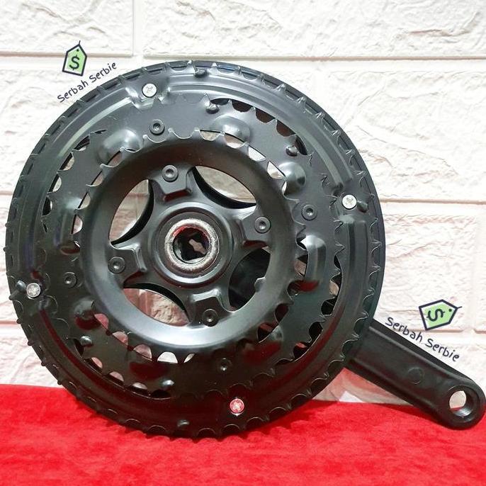 Gear Gir Crank Depan Tengah Sepeda Multi Speed 3 Susun Bb Kotak 3Sp Mtb Hitam Besi