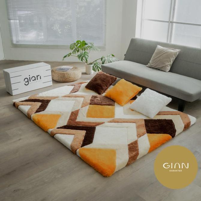 Gian karakter - Karpet Bulu tebal / Kasur lantai Bulu / Busa Motif Scandy premium Anti Slip Size 200