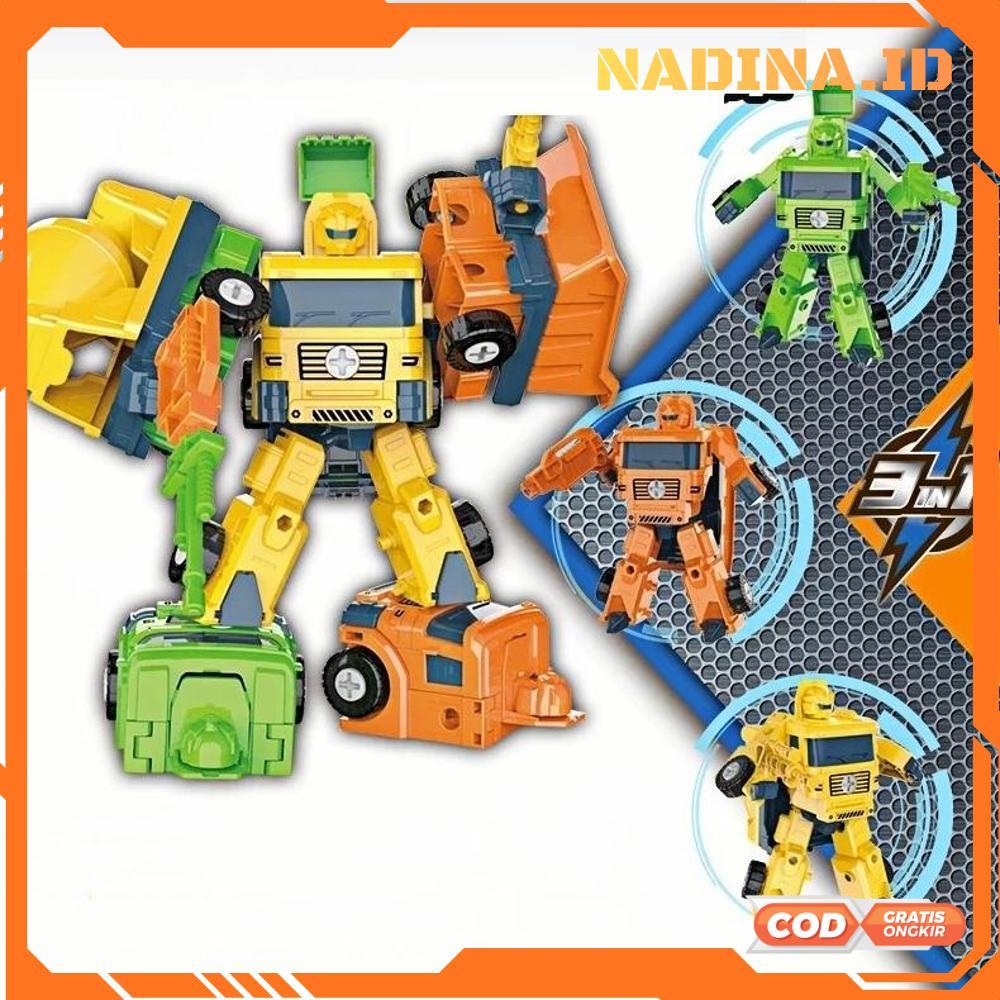 Mainan Anak Robot 3in1 Combiner Truck Engineering vehicle mainan robot berubah jadi mobil truck - RO