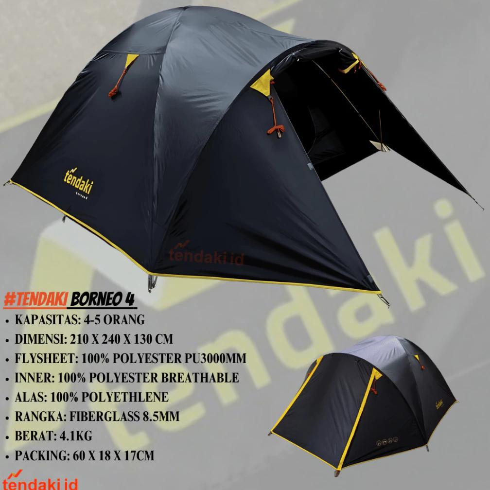 SOLOIST || Tenda Camping Borneo 4 Kapasitas 4-5 Orang | Tenda Camping Double Layer LWY Compass | Ten