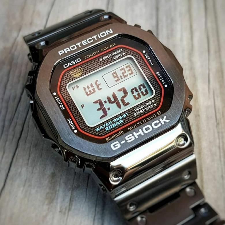 Jam Tangan Pria Casio G-Shock B5000 Digital Rantai Silver Stainless Steel Ori Bm Non Tough Solar