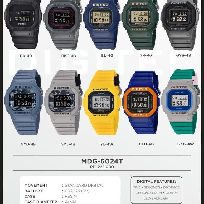 Jam Tangan Pria Digitec DG 6024 Krem Loreng Digital Original