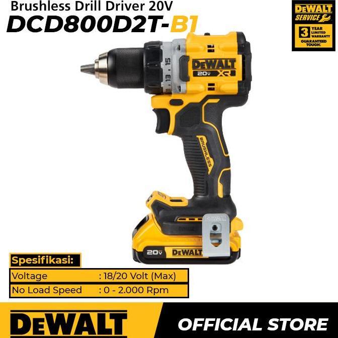 Promo Dewalt Brushless Drill Driver / Bor Obeng Baterai 18/20V DCD800D2T Diskon