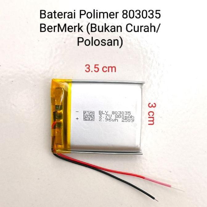 ALDASESIES - BATERAI POLIMER 803035 3.7V 800MAH POLYMER BATERE LIPO CHARGE