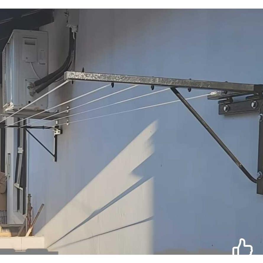 Jemuran Dinding Lipat Tempel Kuat Rak Jemuran Baju Handuk Nempel Dinding Bahan Besi Baja Tahan Lama