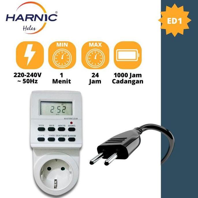 Timer Listrik - Timer Digital - Stop kontak Timer 24 Jam - HELES ED1