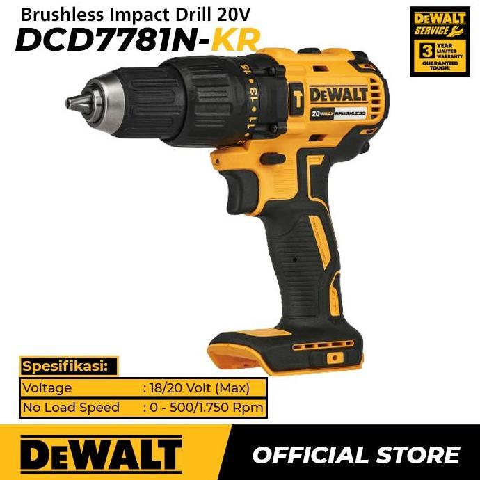 Promo Dewalt Brushless Impact Drill / Bor Impact Baterai DCD7781N UNIT ONLY Diskon
