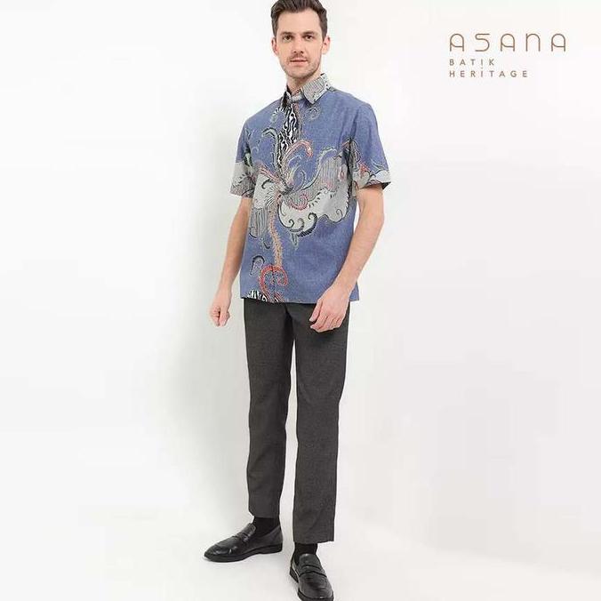 Kemeja Asana Batik Lengan Pendek Mada - Biru