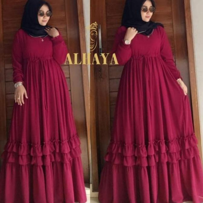 Regreg- Gamis Bahan Ceruty Babydol Full Furing Gamis Kekinian Gamis Malay Gamis Malaysia Lebaran Gam
